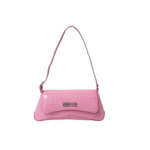 BALENCIAGA shoulder bag XXS flap pink calfskin crocodile embossing part